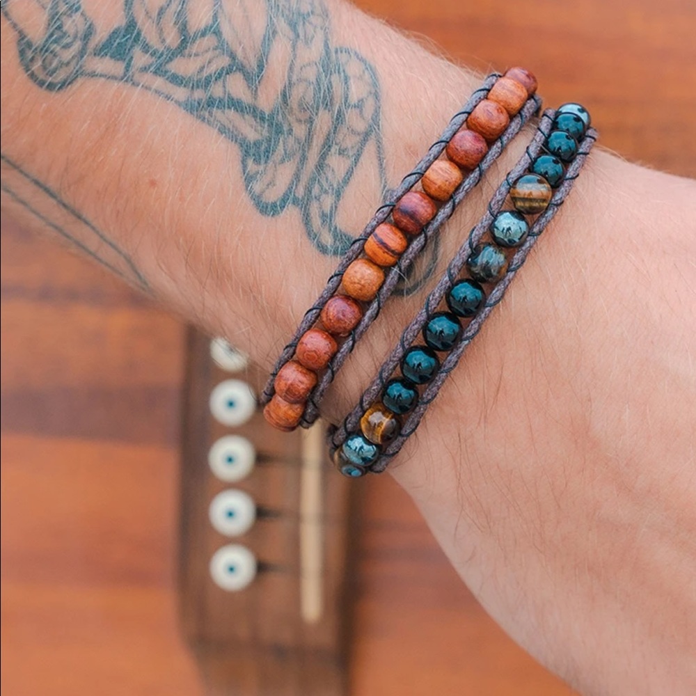 Lotus and Luna Wood Wrap Bracelet NWT